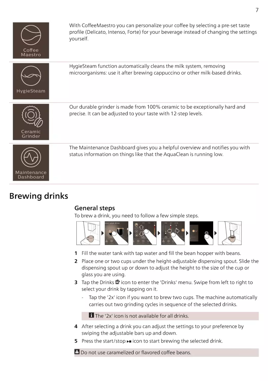 Brewing drinks
General steps