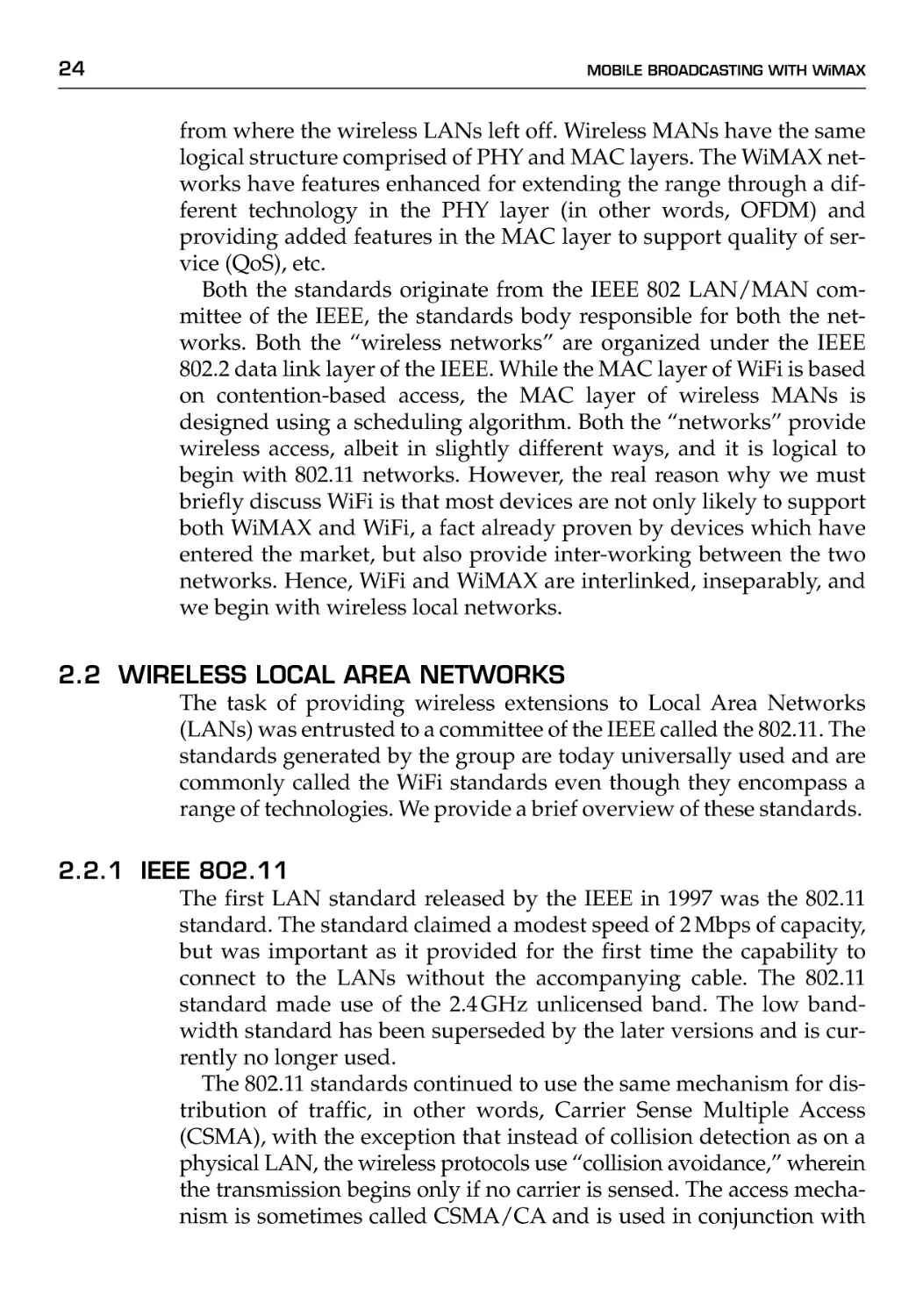 2.2 Wireless Local Area Networks