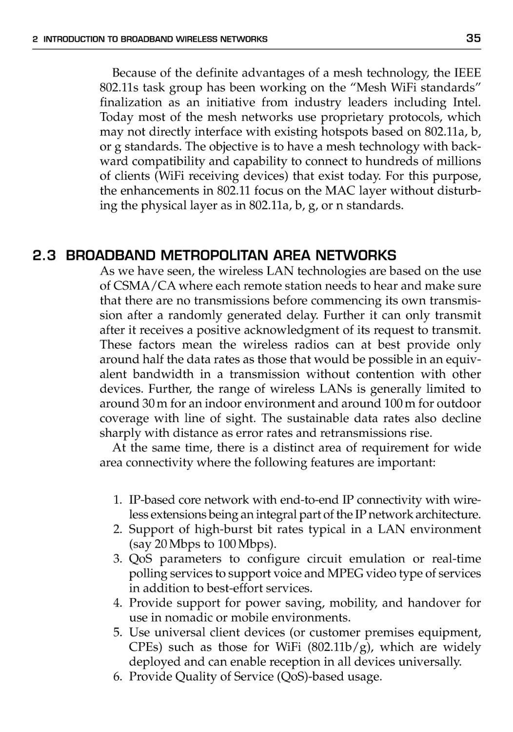 2.3 Broadband Metropolitan Area Networks