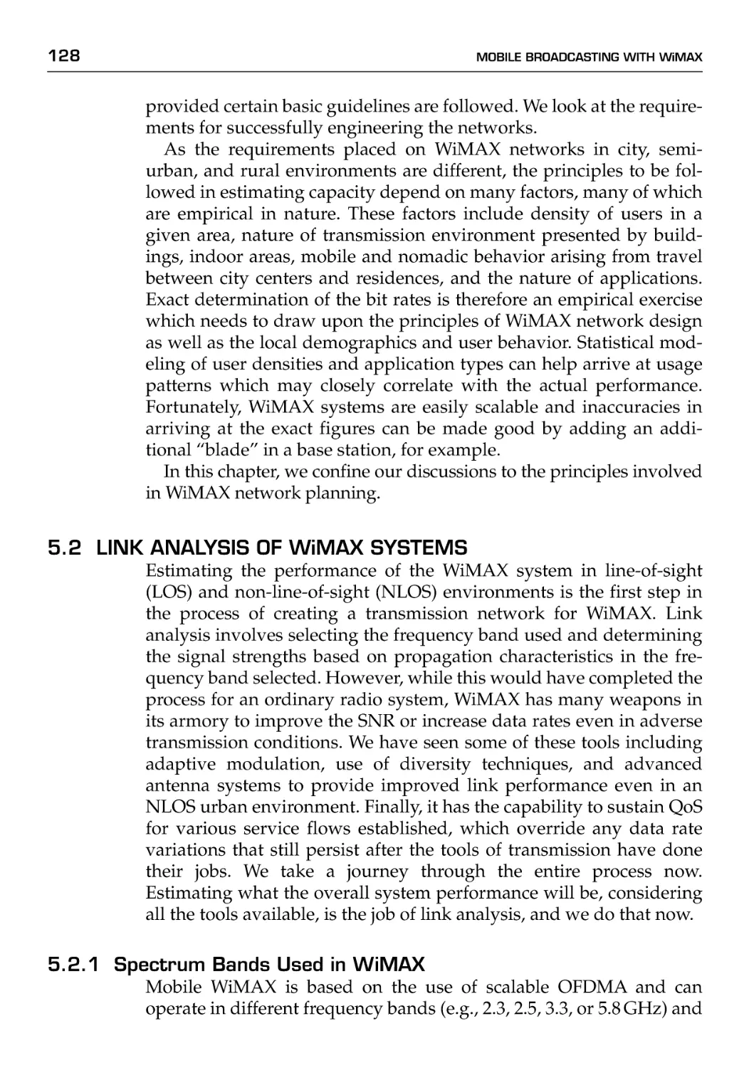 5.2 Link Analysis of WiMAX Systems