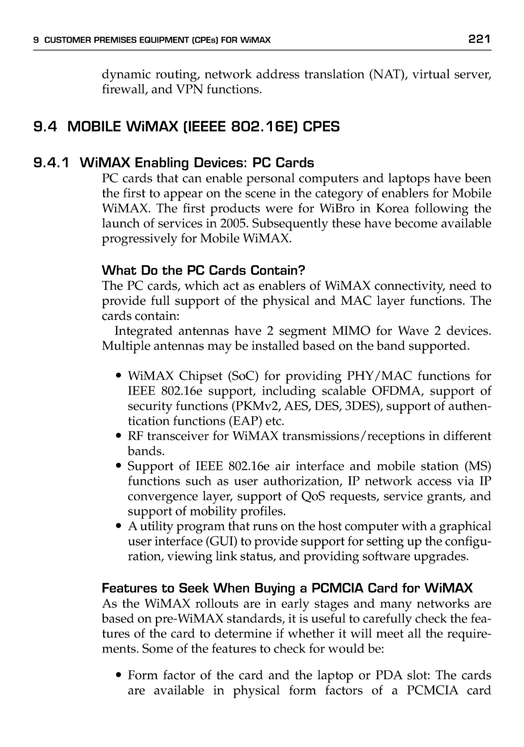 9.4 Mobile WiMAX (IEEEE 802.16e) CPEs