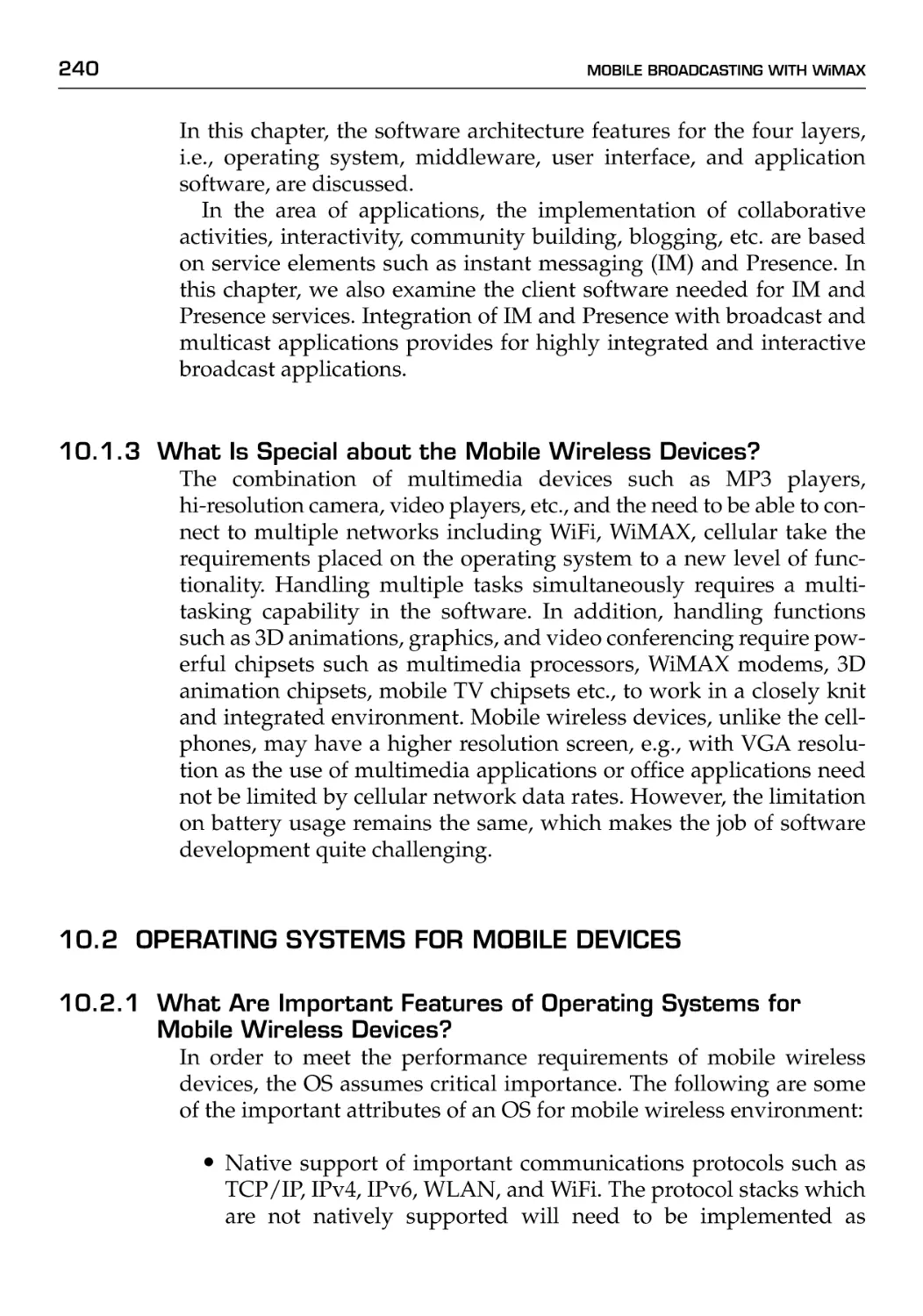 10.2 Operating Systems for Mobile Devices