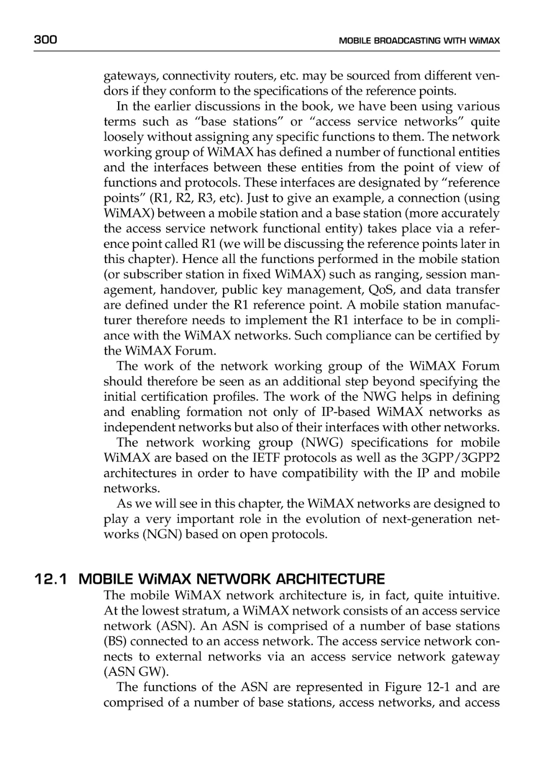 12.1 Mobile WiMAX Network Architecture