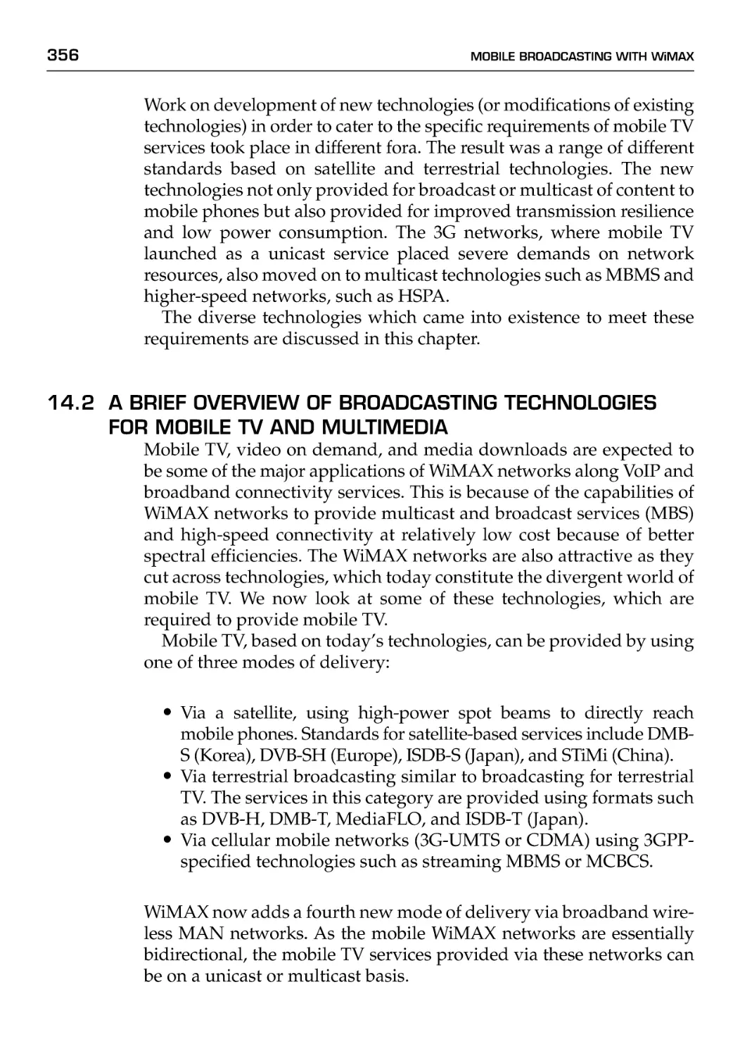 14.2 A Brief Overview of Broadcasting Technologies for Mobile TV and Multimedia