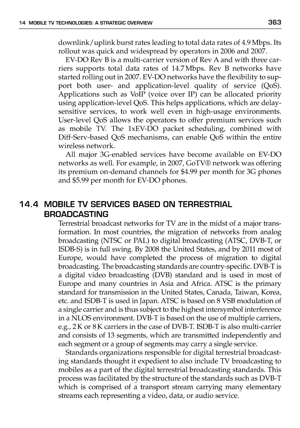 14.4 Mobile TV Services Based on Terrestrial Broadcasting