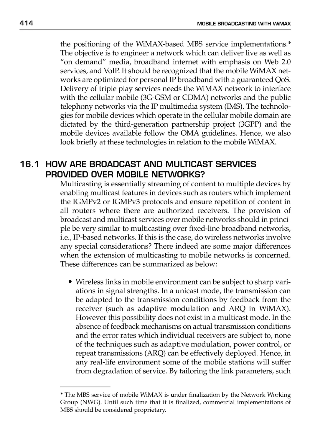 16.1 How Are Broadcast and Multicast Services Provided over Mobile Networks?