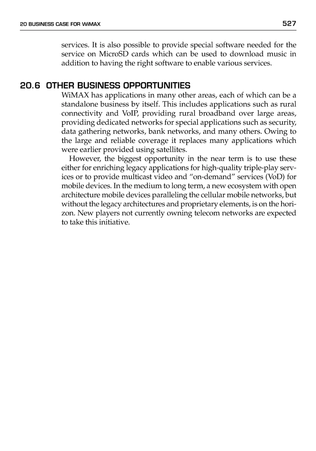 20.6 Other Business Opportunities