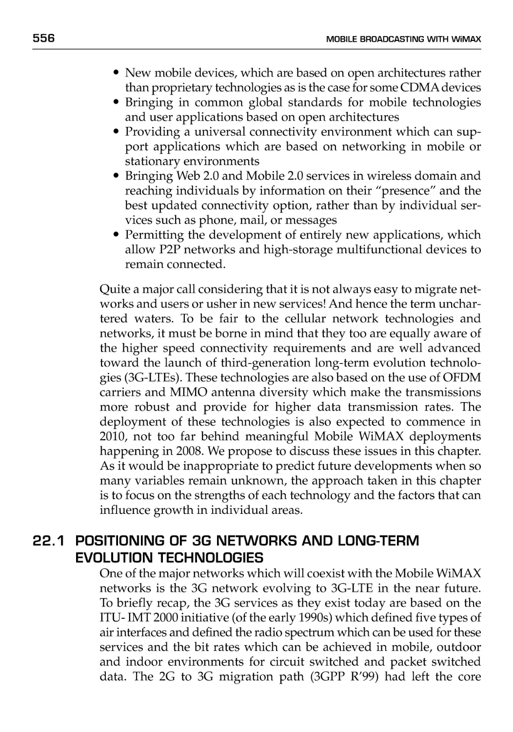 22.1 Positioning of 3G Networks and Long-Term Evolution Technologies
