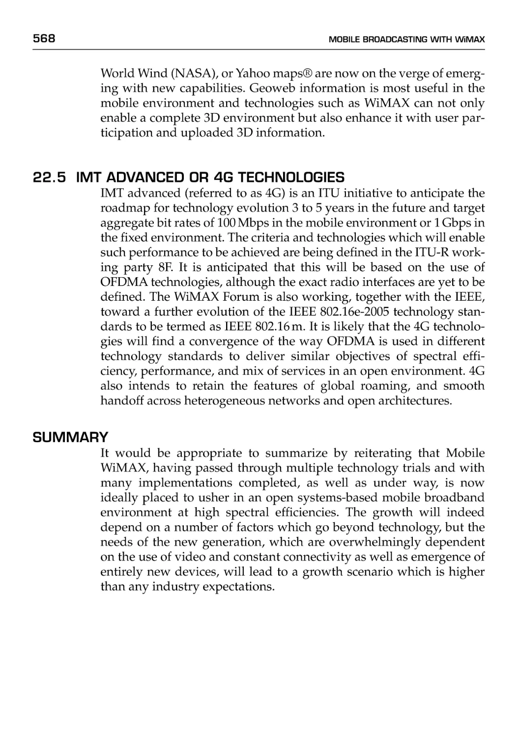 22.5 IMT Advanced or 4G Technologies
Summary