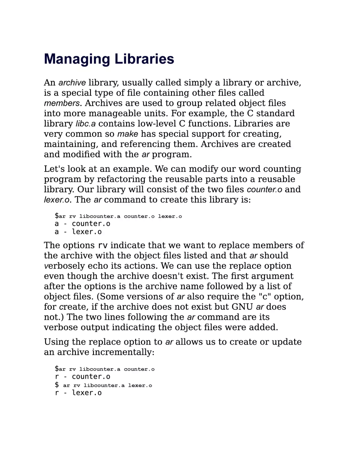 2.8. Managing Libraries