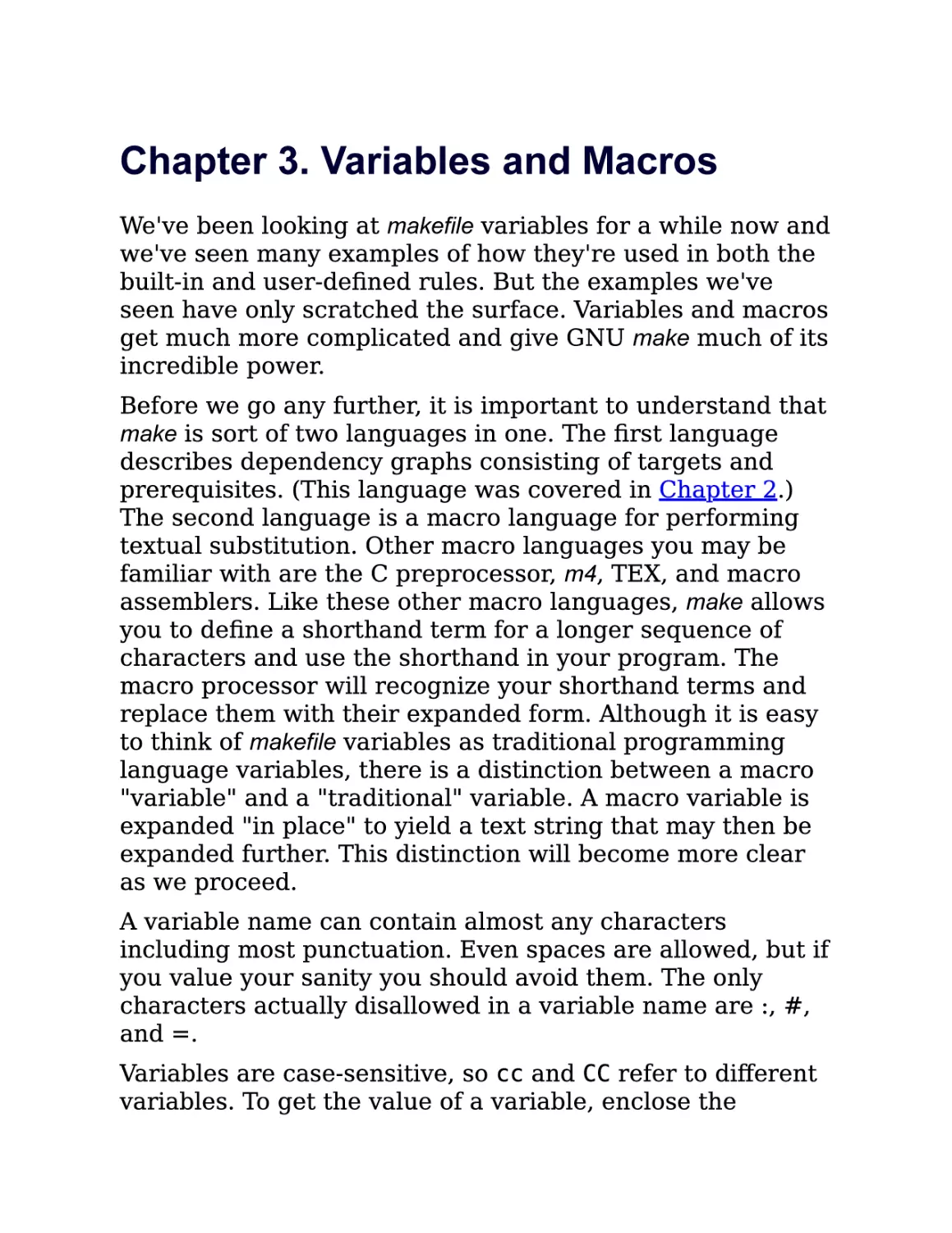 3. Variables and Macros