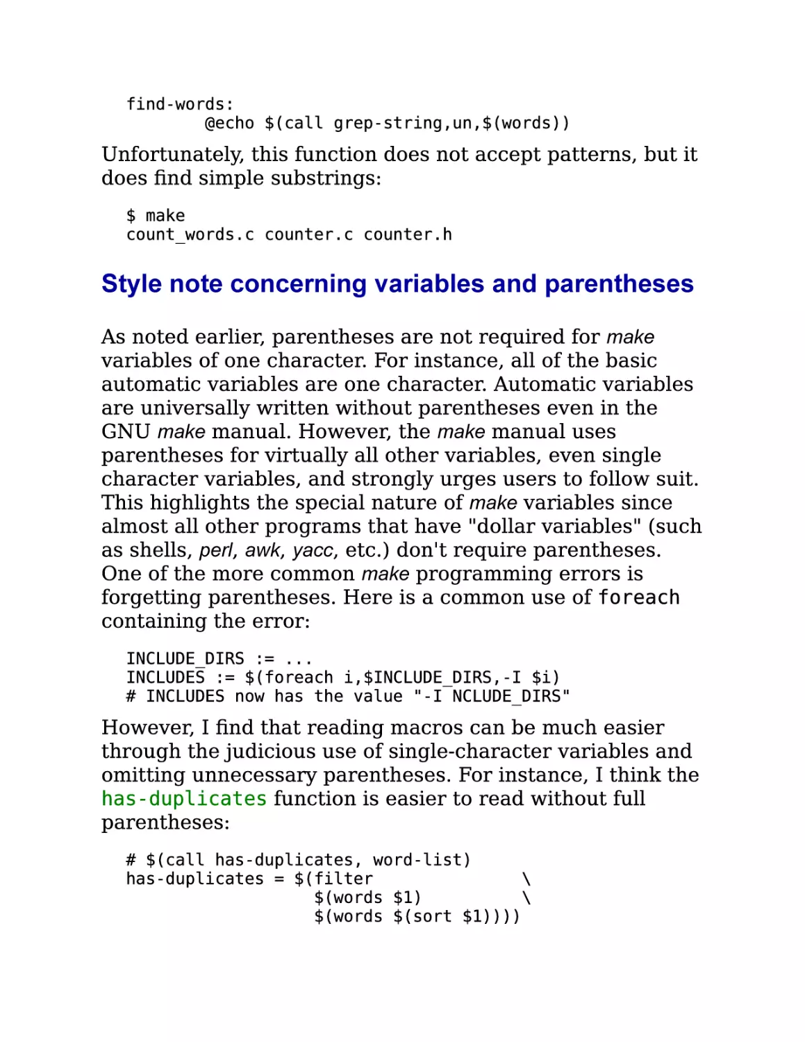 4.2.4.1. Style note concerning variables and parentheses