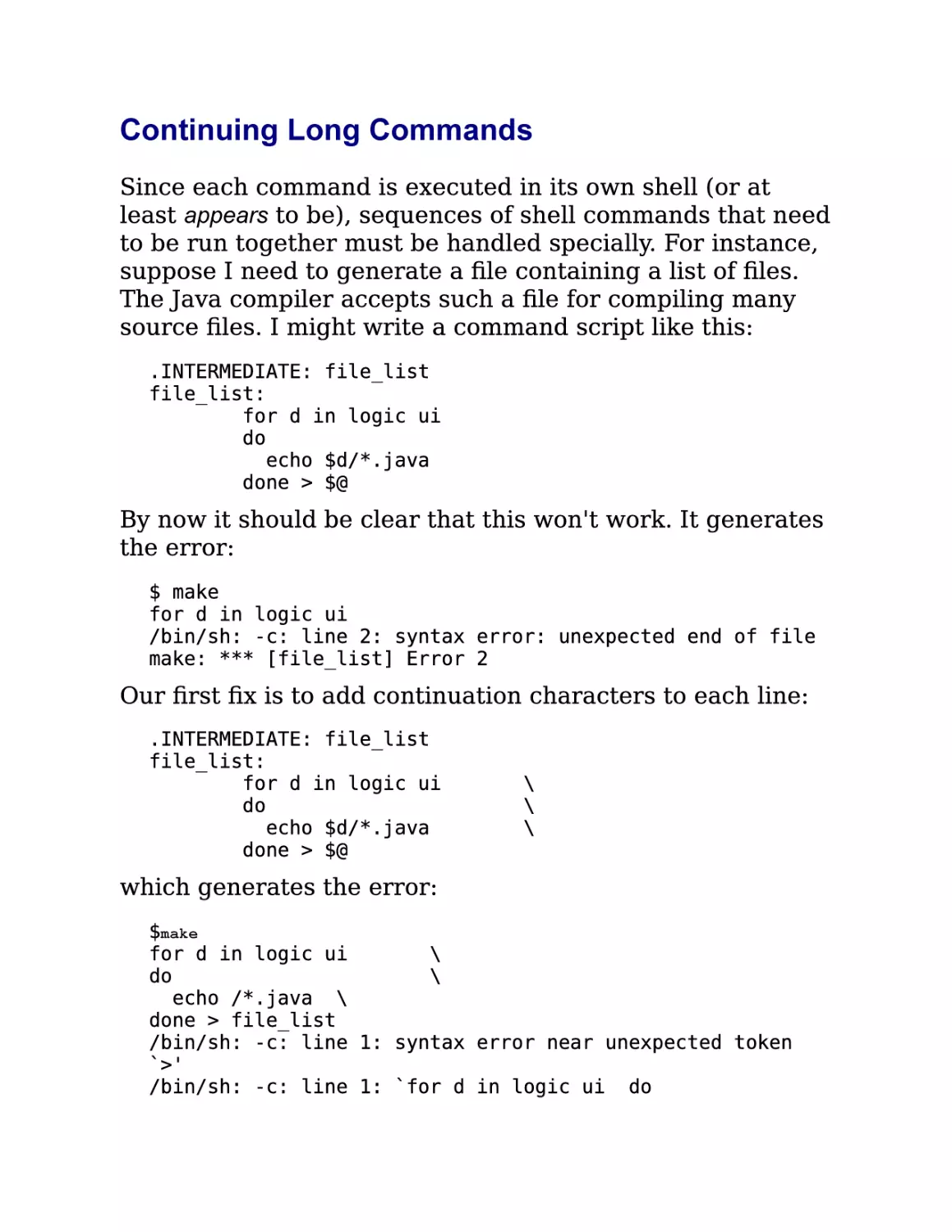 5.1.1. Continuing Long Commands