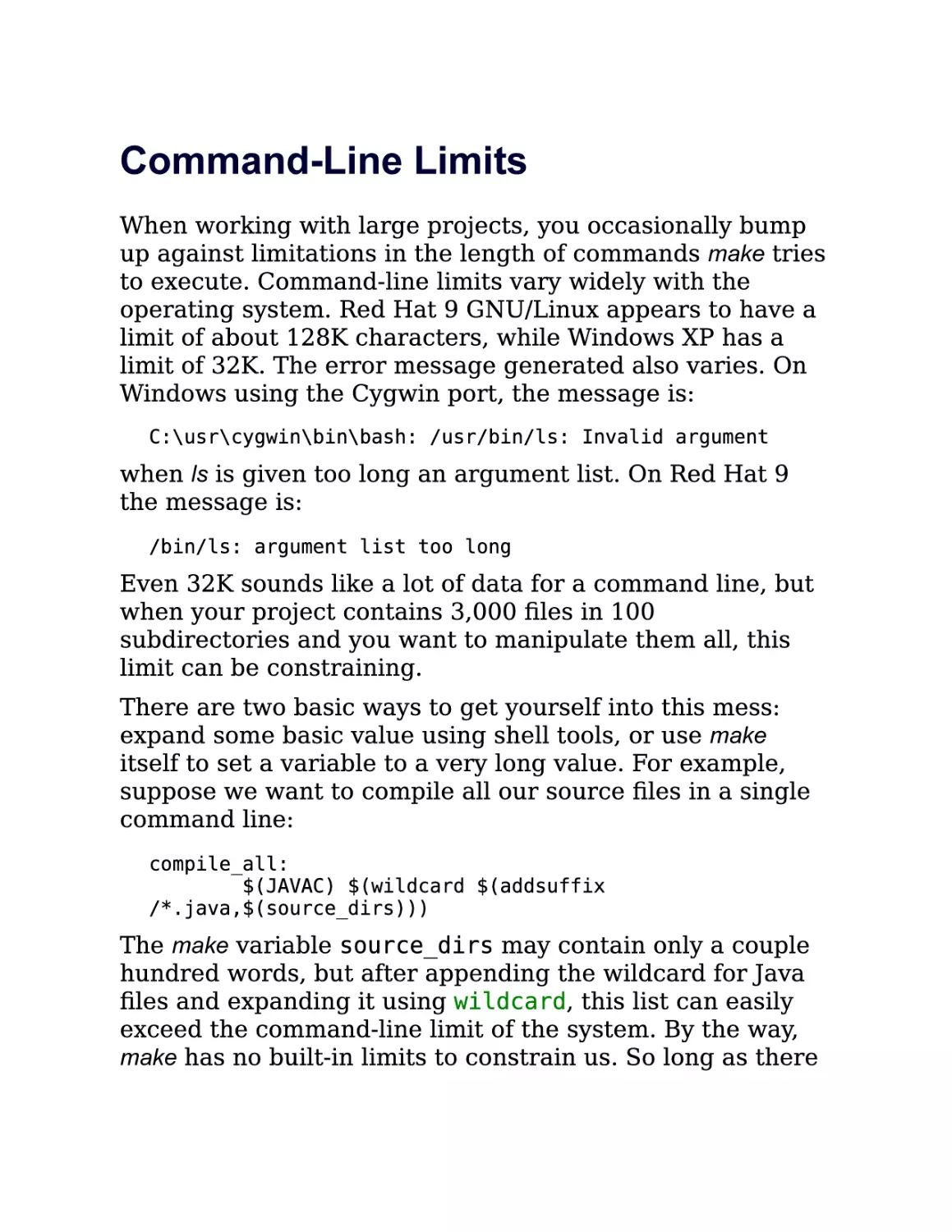 5.6. Command-Line Limits