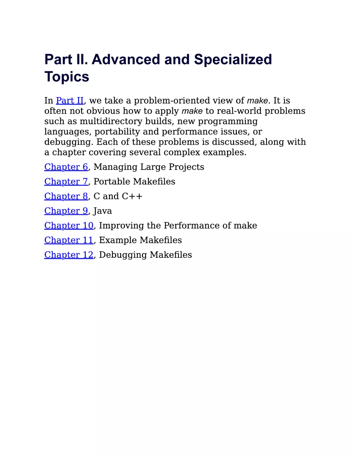 II. Advanced and Specialized Topics