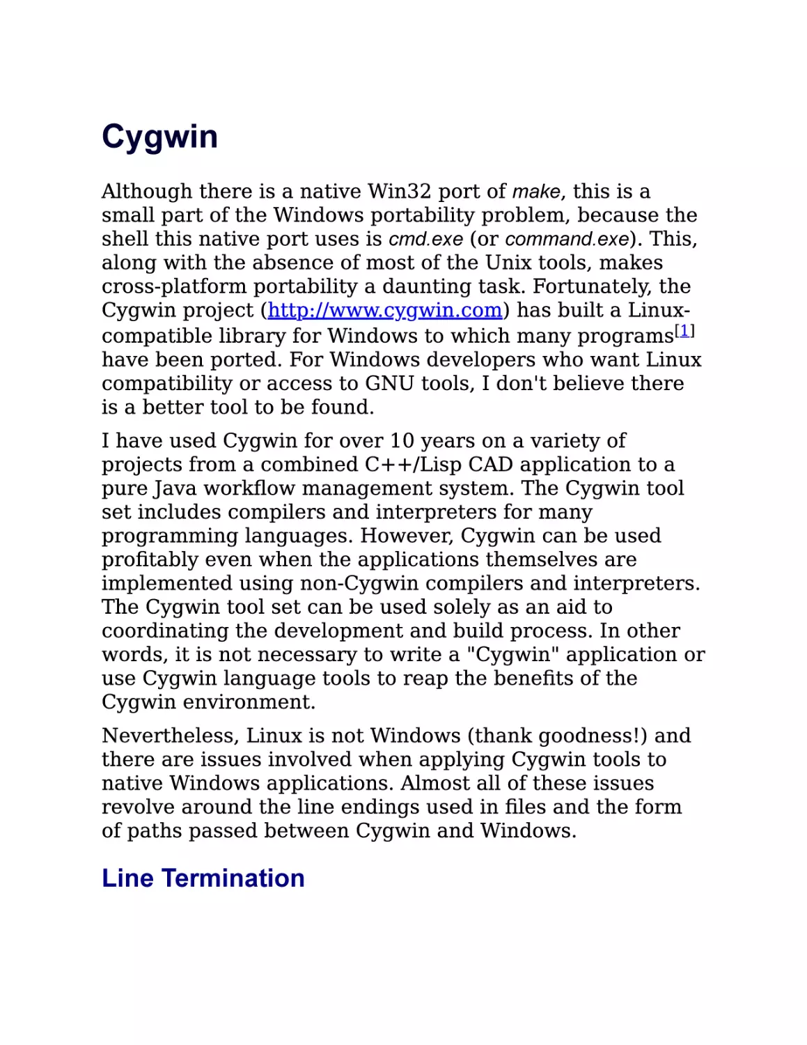 7.2. Cygwin
7.2.1. Line Termination