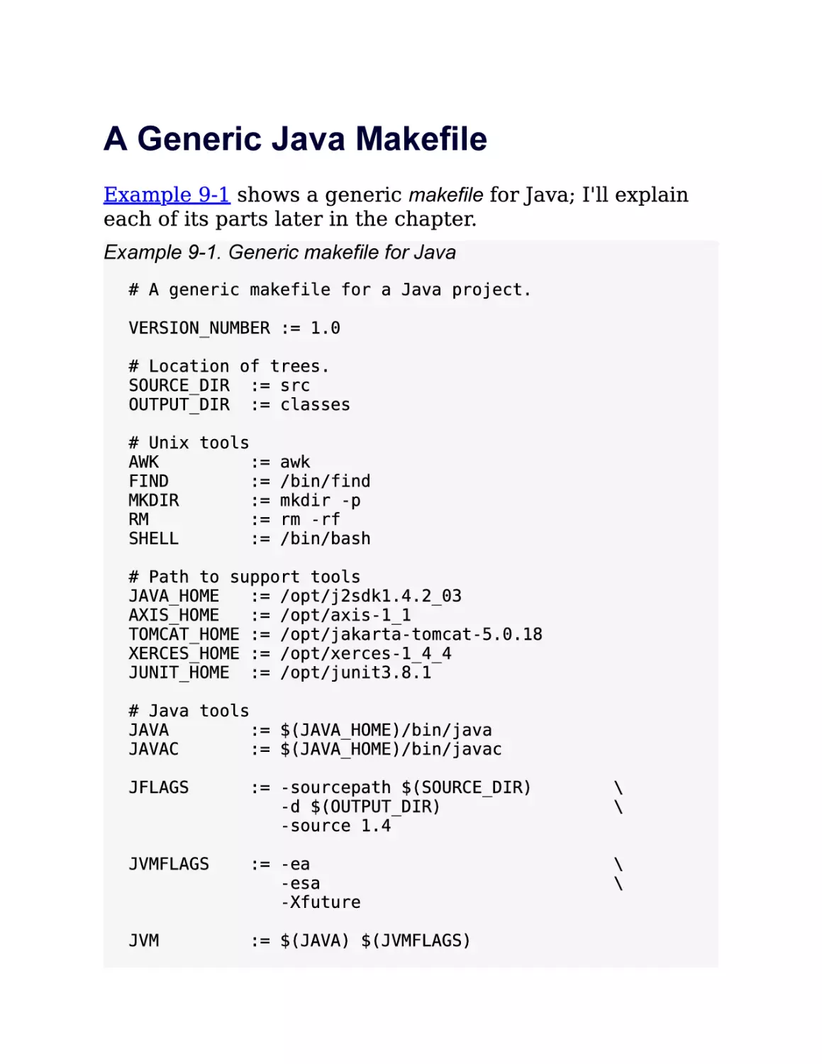 9.2. A Generic Java Makefile