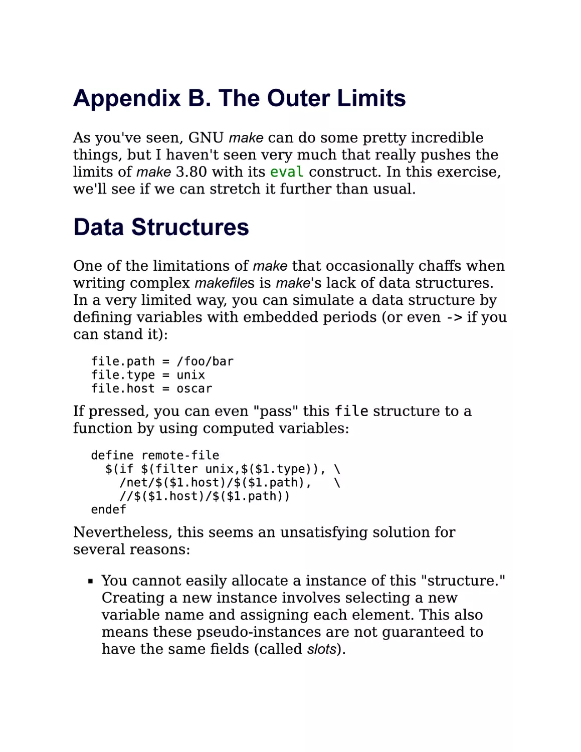 B. The Outer Limits
B.1. Data Structures