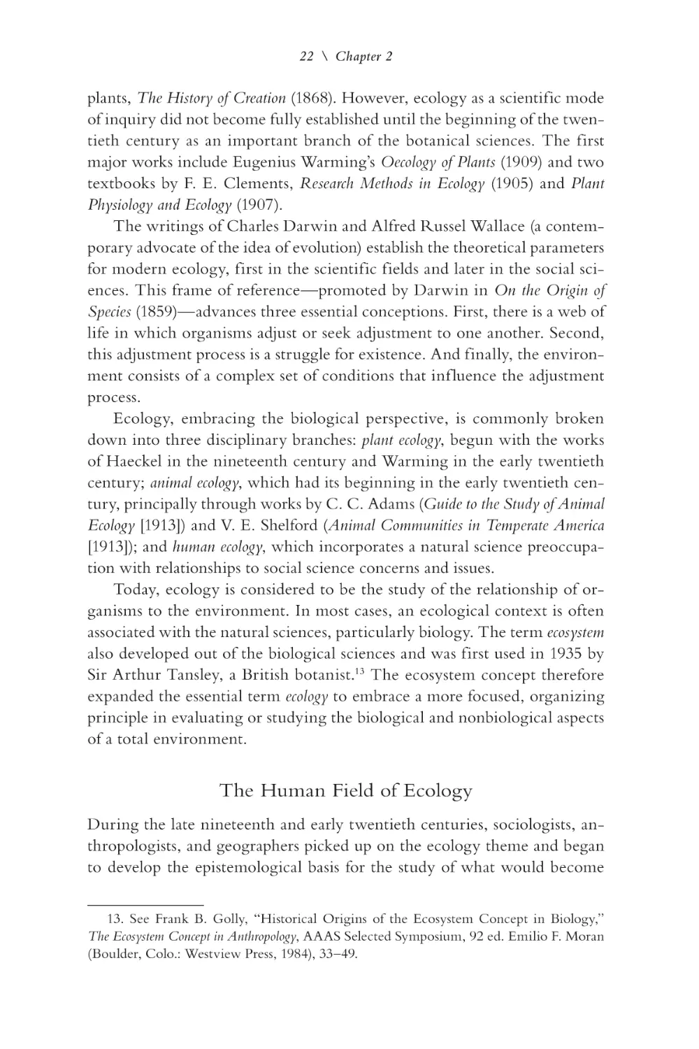 The Human Field of Ecology