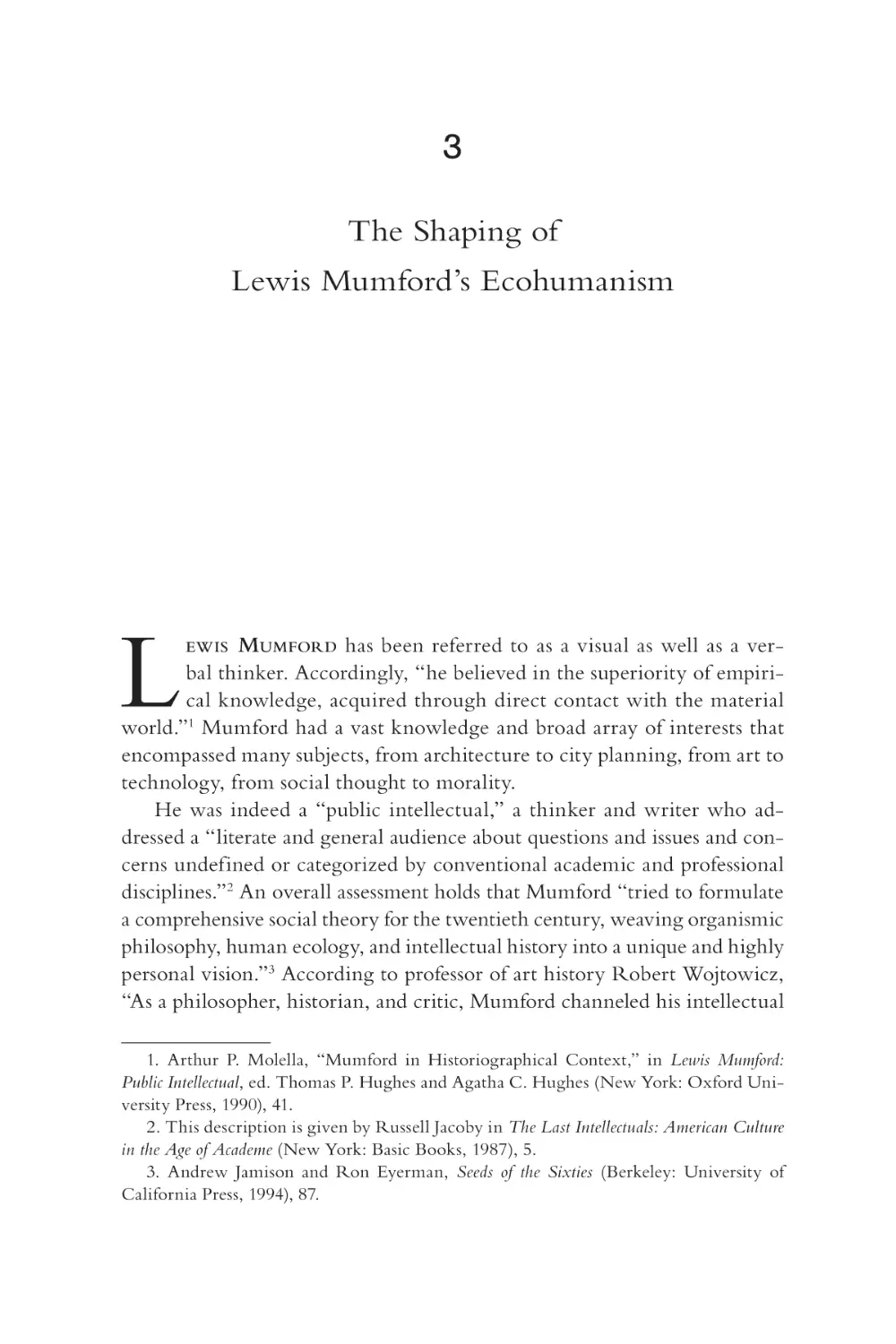 3. The Shaping of Lewis Mumford's Ecohumanism