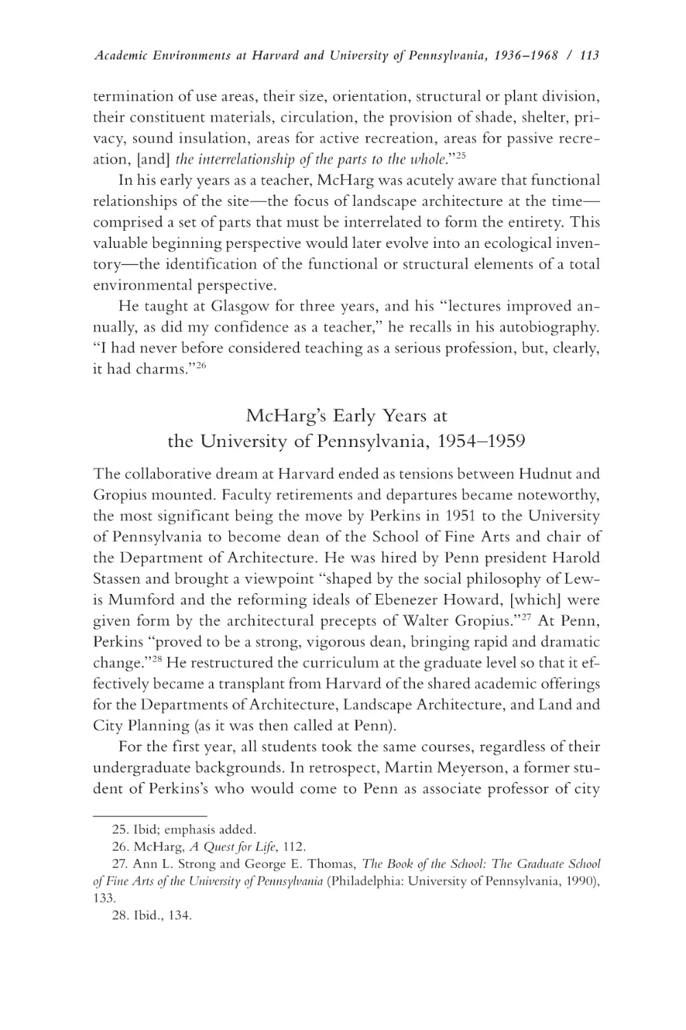 McHarg's Early Years at the University of Pennsylvania, 1954–1959