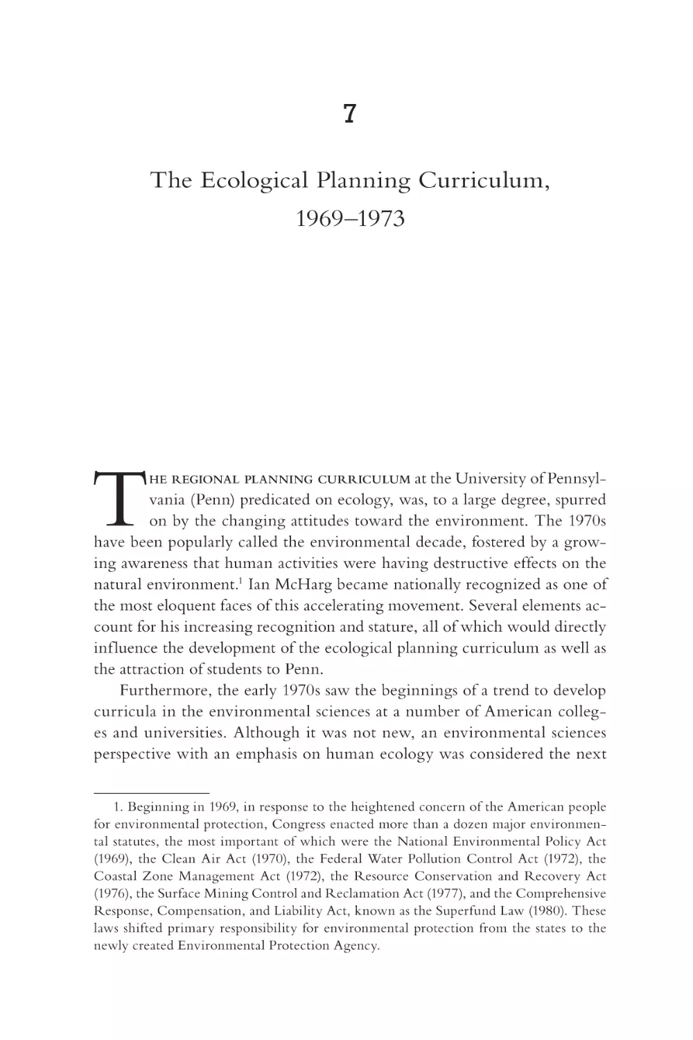 7. The Ecological Planning Curriculum, 1969–1973