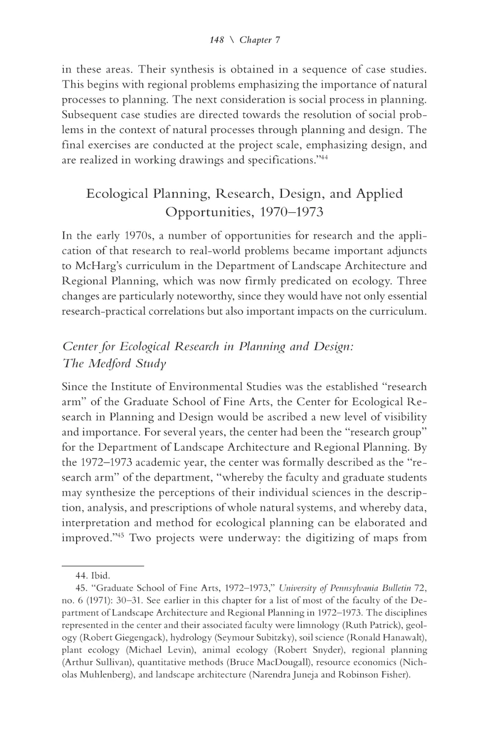 Ecological Planning, Research, Design, and Applied Opportunities, 1970–1973
Center for Ecological Research in Planning and Design