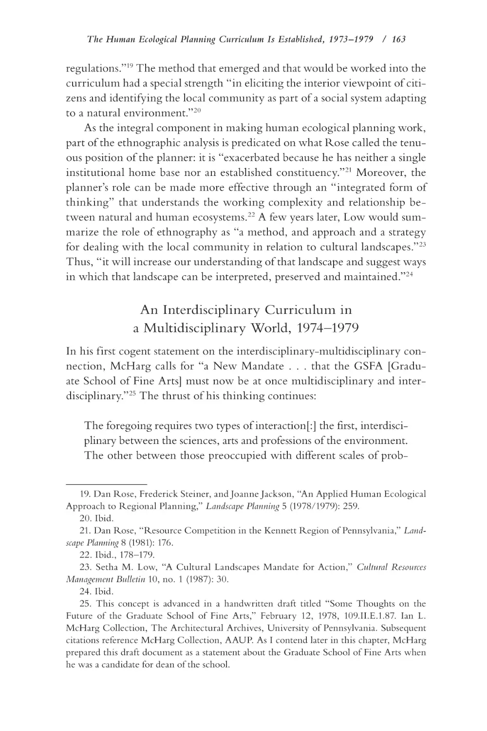 An Interdisciplinary Curriculum in a Multidisciplinary World, 1974–1979