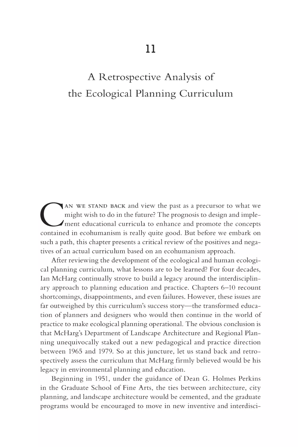 11. A Retrospective Analysis of the Ecological Planning Curriculum