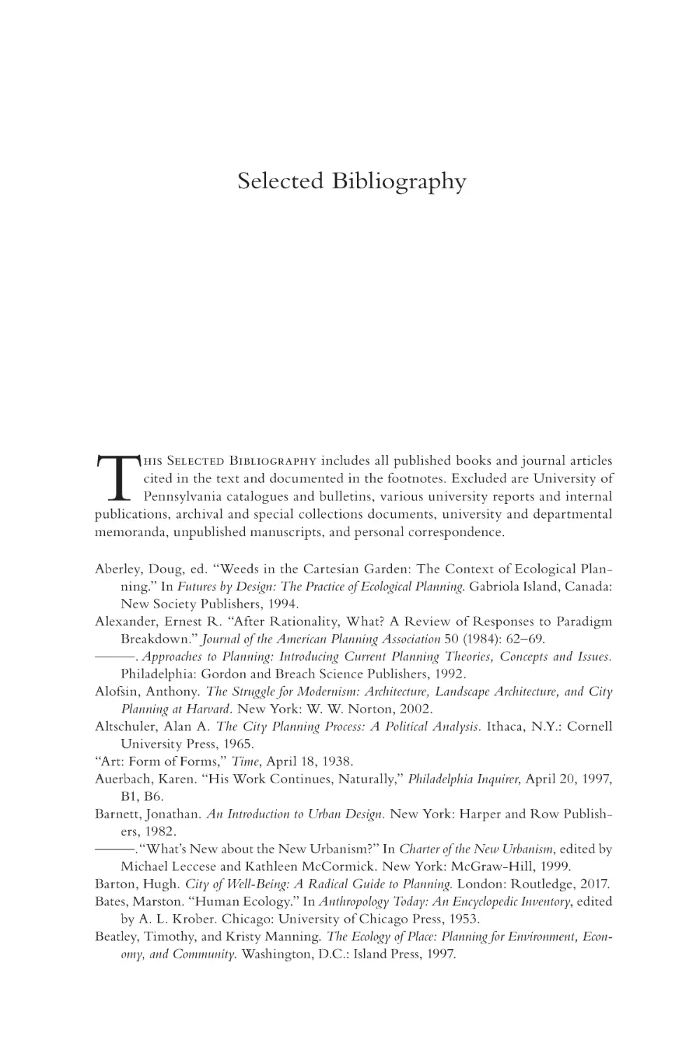 Selected Bibliography