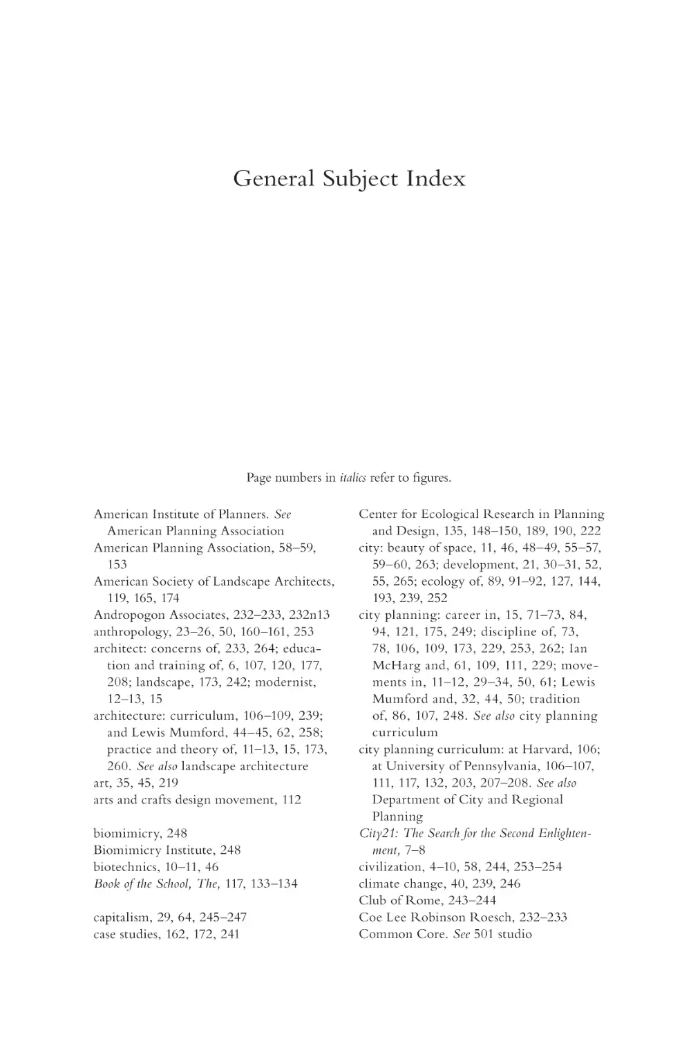 General Subject Index