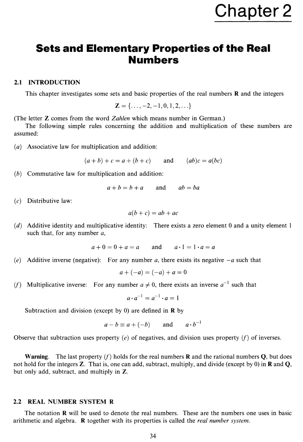 Chapter 2 SETS AND ELEMENTARY PROPERTIES OF THE REAL NUMBERS
2.2 Real number system $\mathbb{R}$