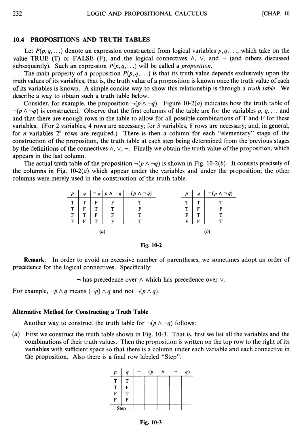 10.4 Propositions and truth tables