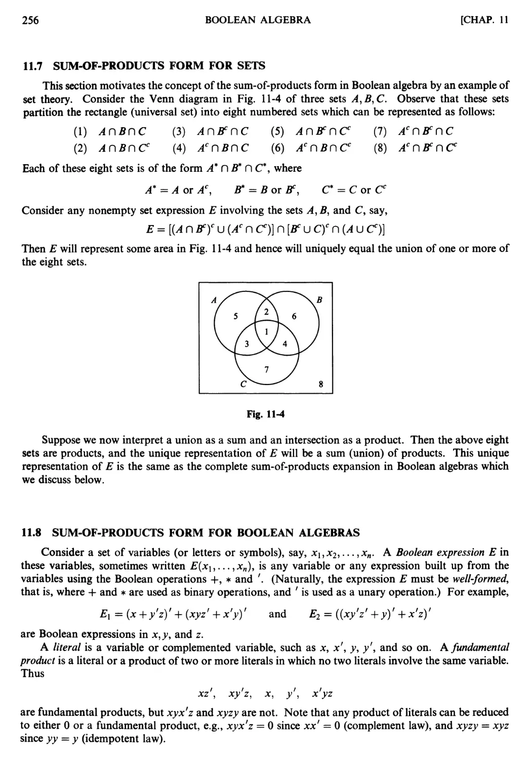 11.7 Sum-of-products form for sets
11.8 Sum-of-products form for boolean algebras