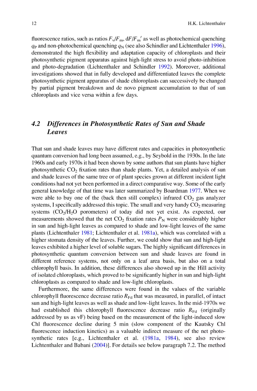 4.2 Differences in Photosynthetic Rates of Sun and Shade Leaves