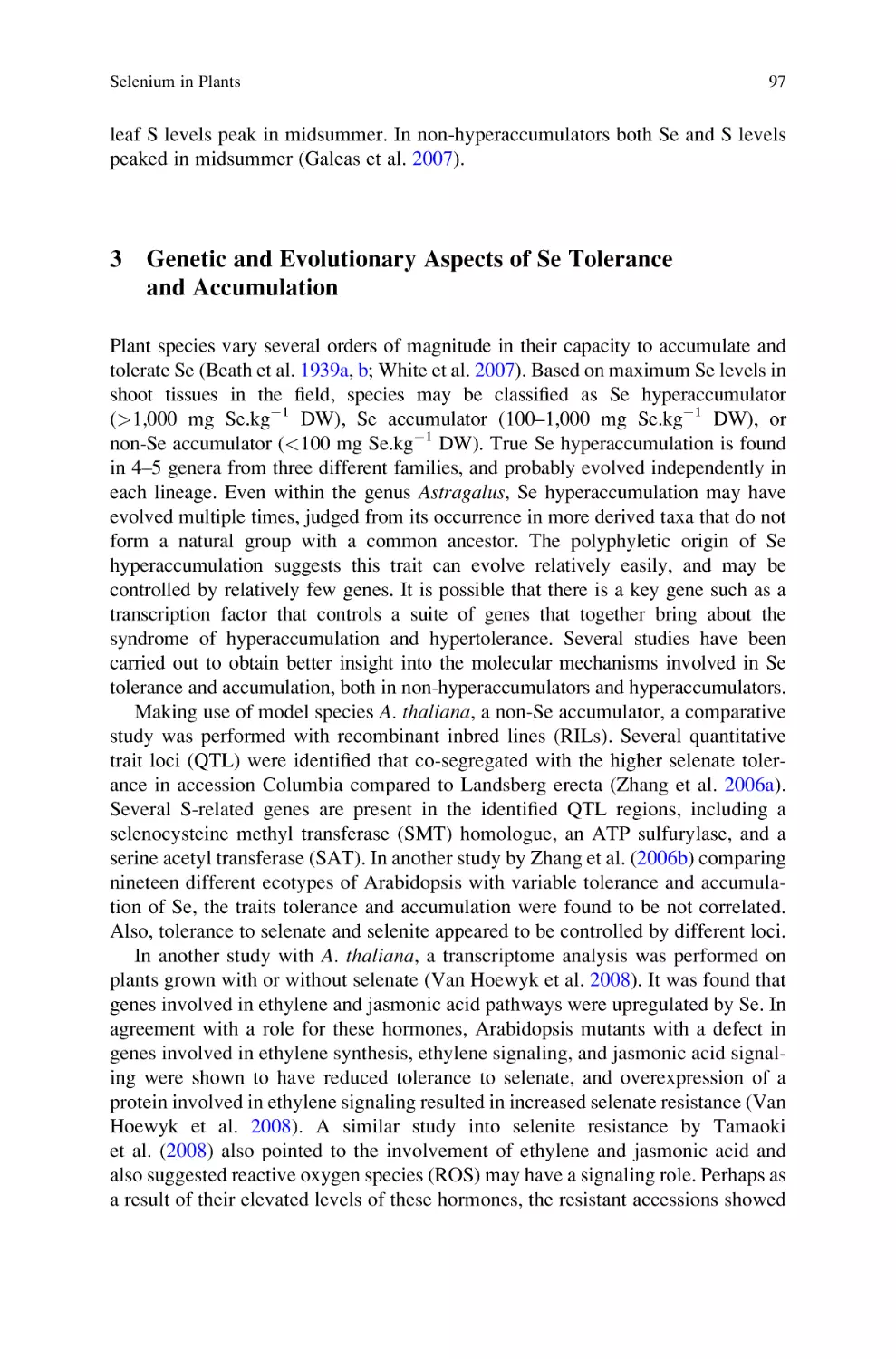 3 Genetic and Evolutionary Aspects of Se Tolerance and Accumulation