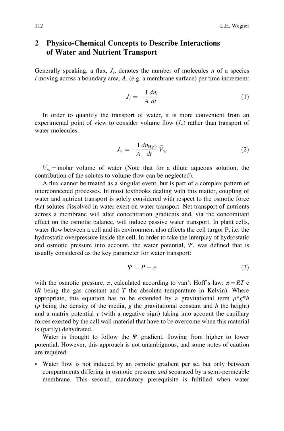 2 Physico-Chemical Concepts to Describe Interactions of Water and Nutrient Transport