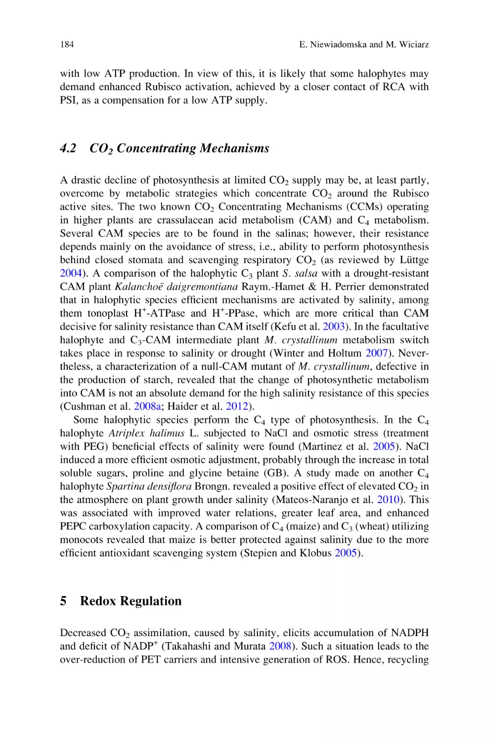 4.2 CO2 Concentrating Mechanisms
5 Redox Regulation