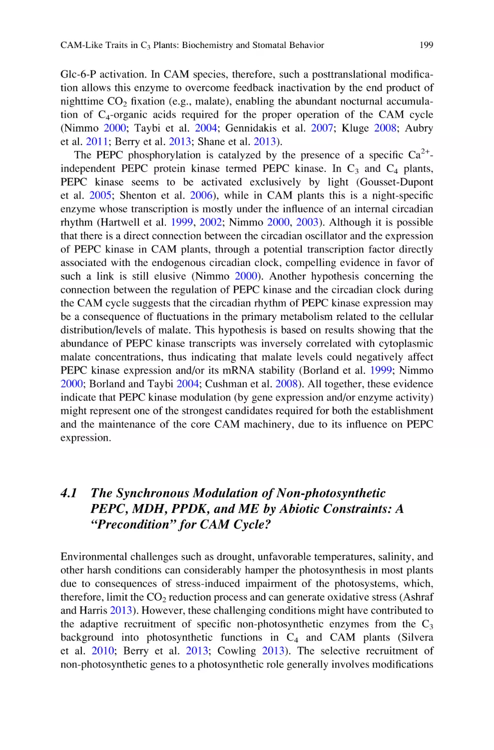 4.1 The Synchronous Modulation of Non-photosynthetic PEPC, MDH, PPDK, and ME by Abiotic Constraints