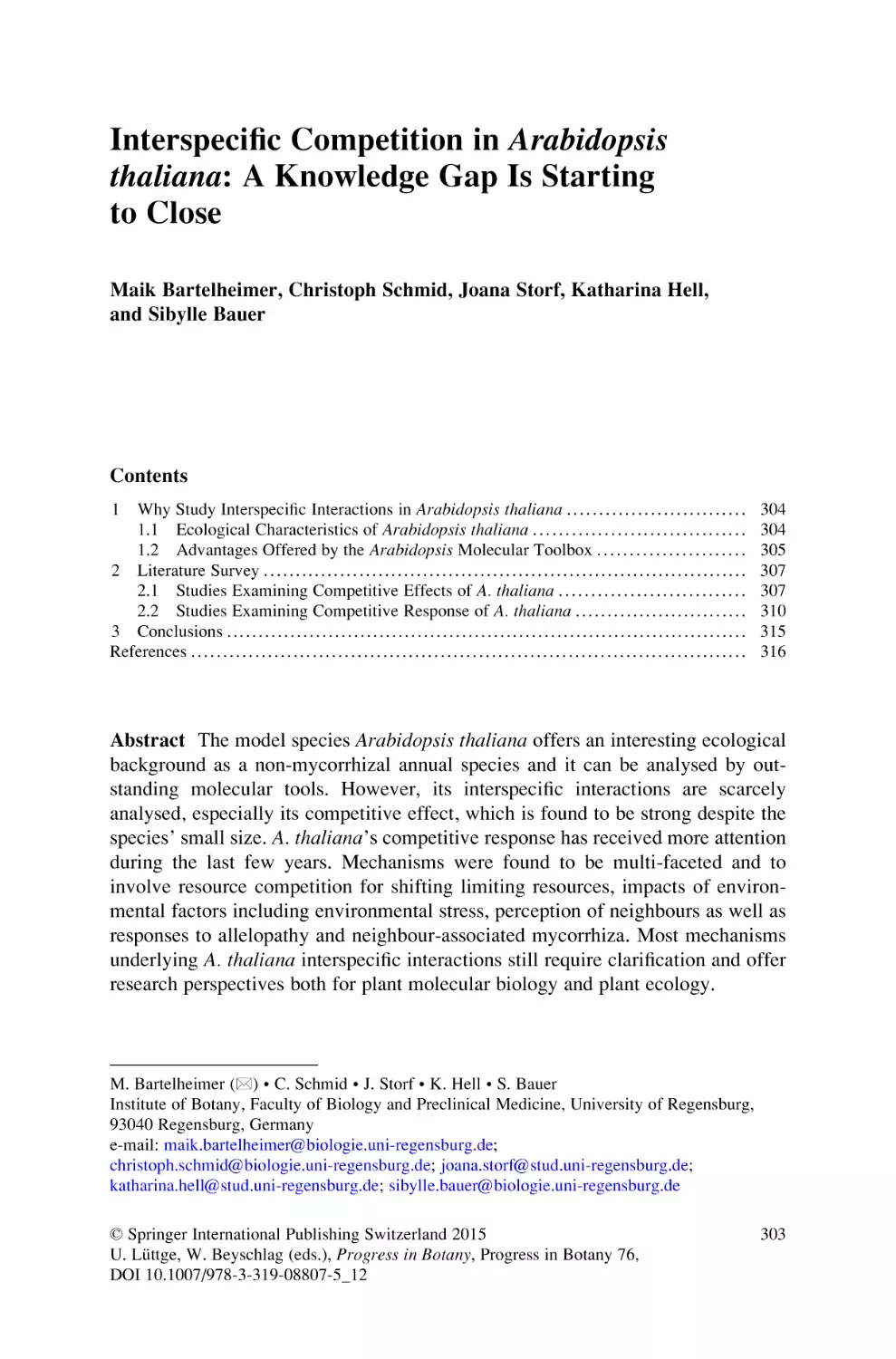 Interspecific Competition in Arabidopsis thaliana