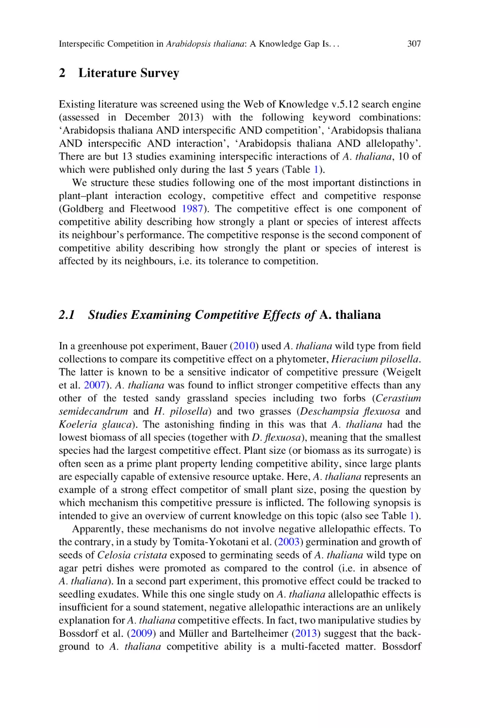 2 Literature Survey
2.1 Studies Examining Competitive Effects of A. thaliana