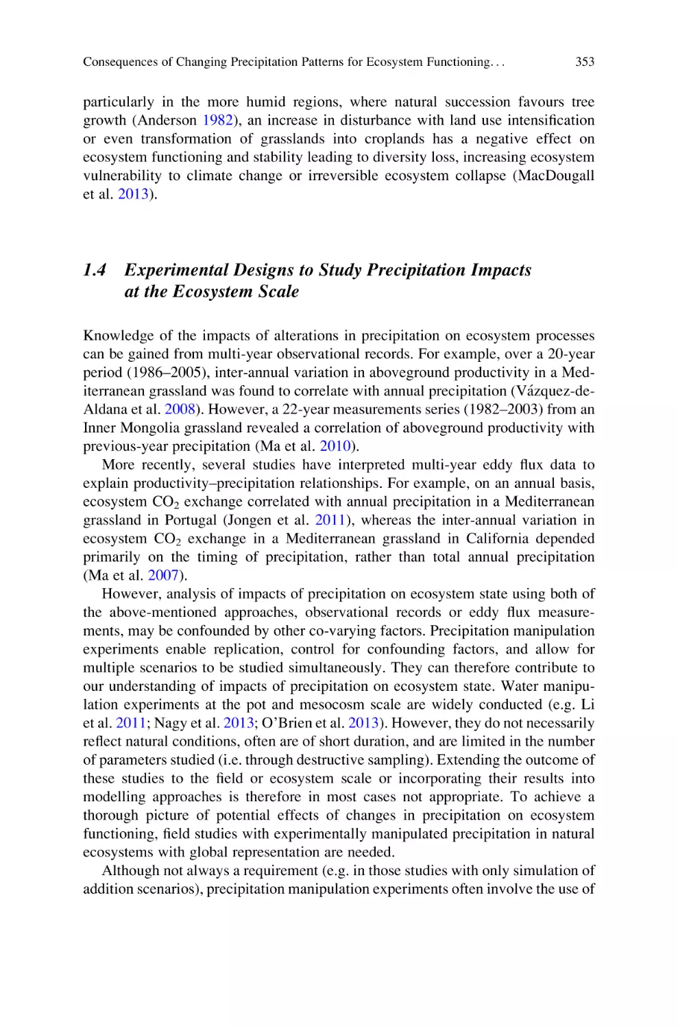 1.4 Experimental Designs to Study Precipitation Impacts at the Ecosystem Scale