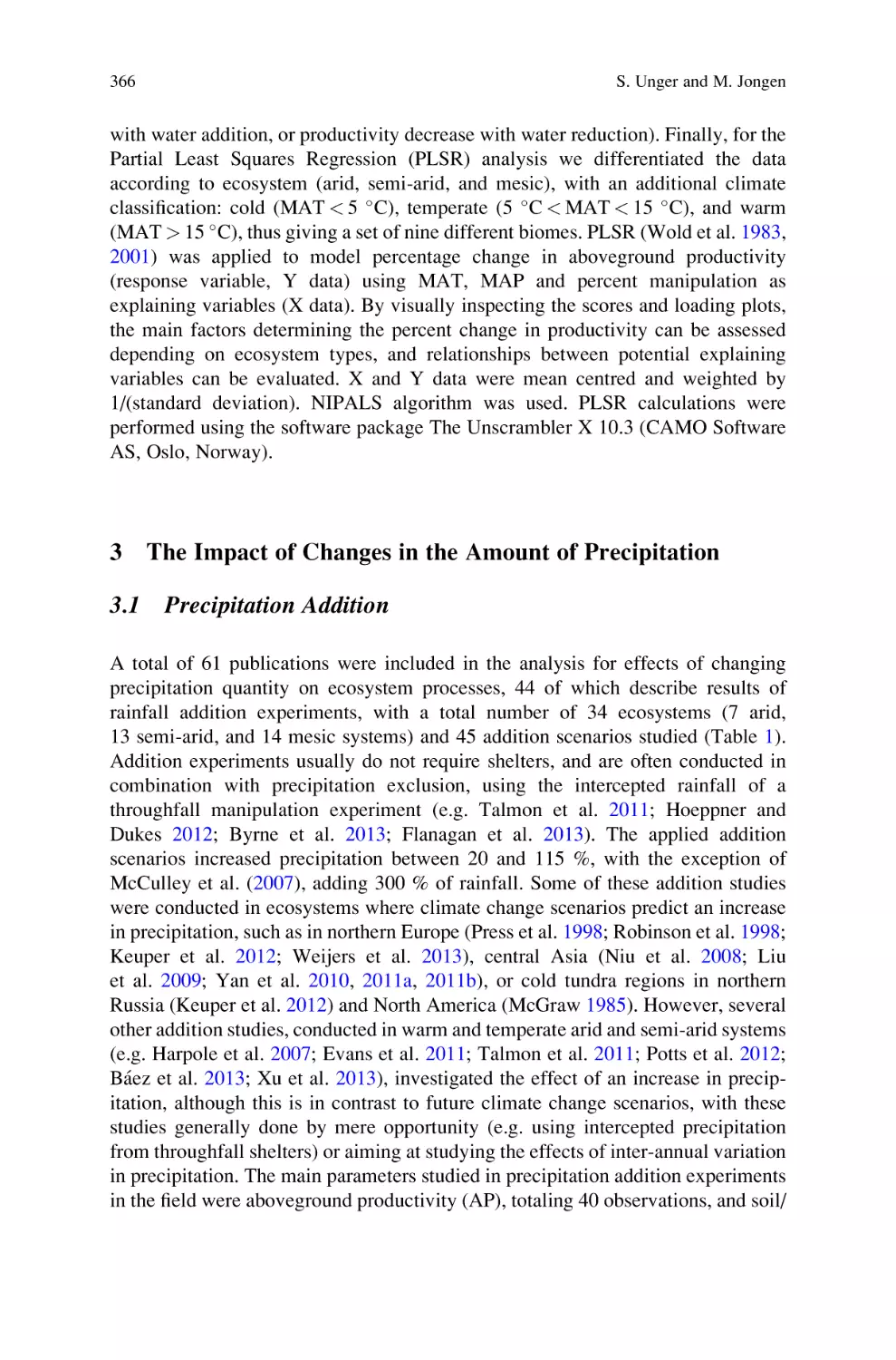 3 The Impact of Changes in the Amount of Precipitation
3.1 Precipitation Addition