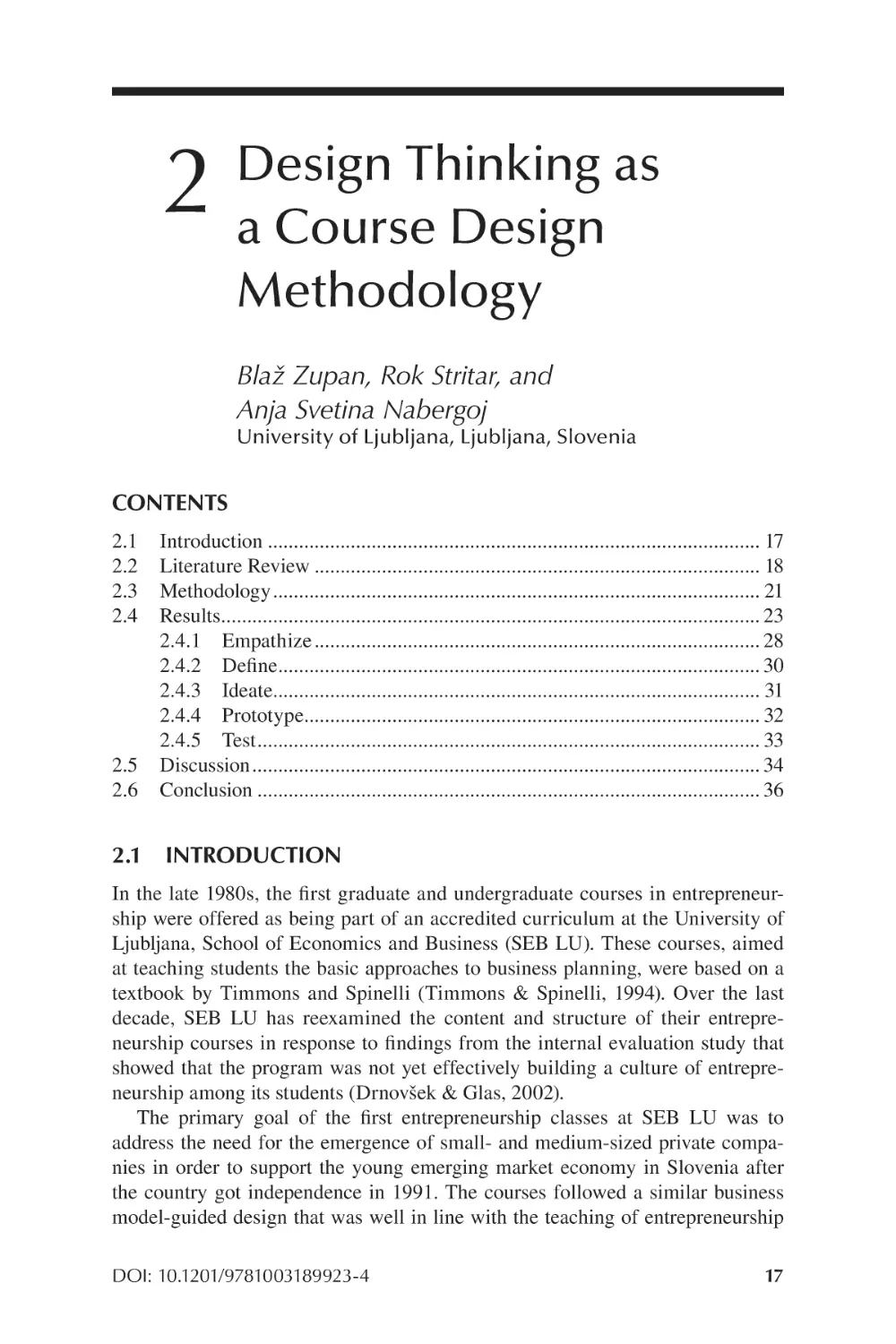 Chapter 2 Design Thinking as a Course Design Methodology