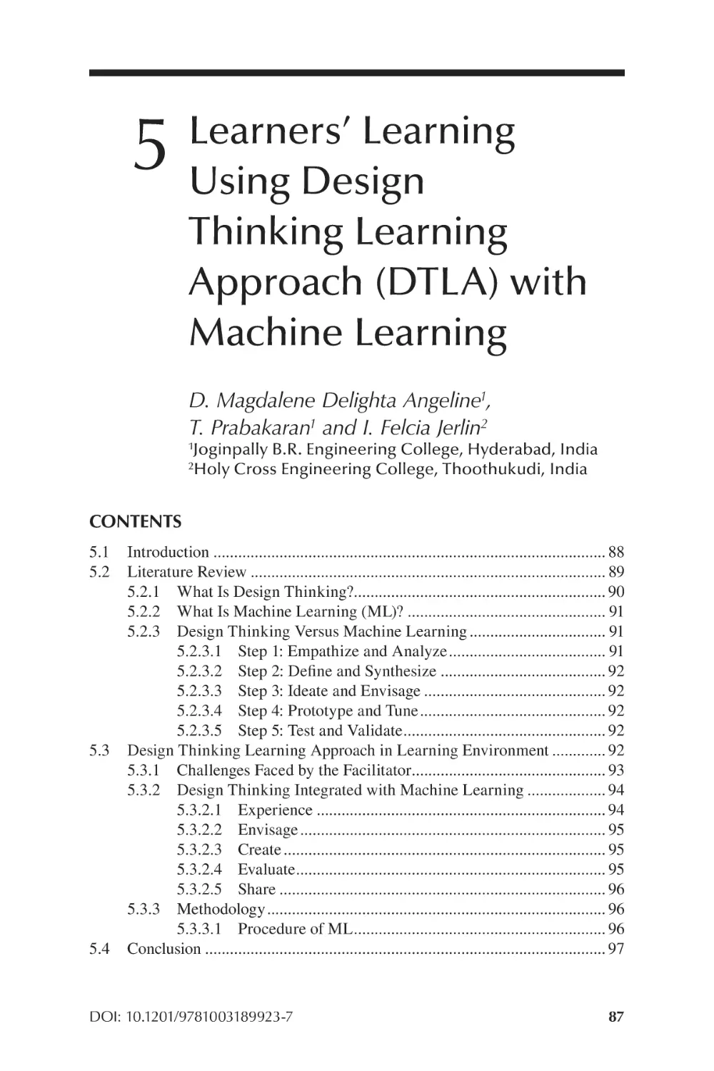 Chapter 5 Learners’ Learning Using Design Thinking Learning Approach (DTLA) with Machine Learning