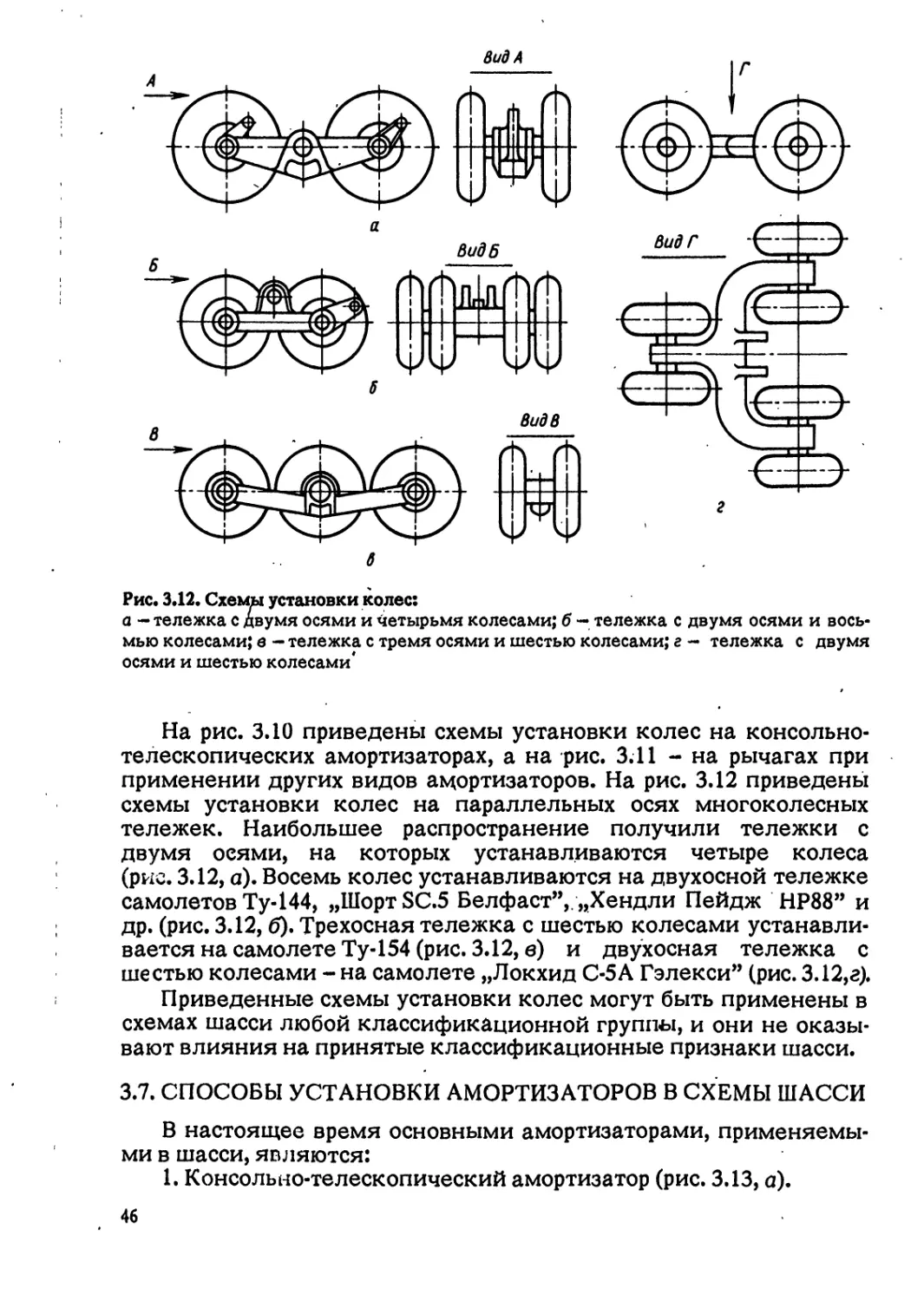 3.7. СПОСОБЫ УСТАНОВКИ АМОРТИЗАТОРОВ В СХЕМЫ ШАССИ