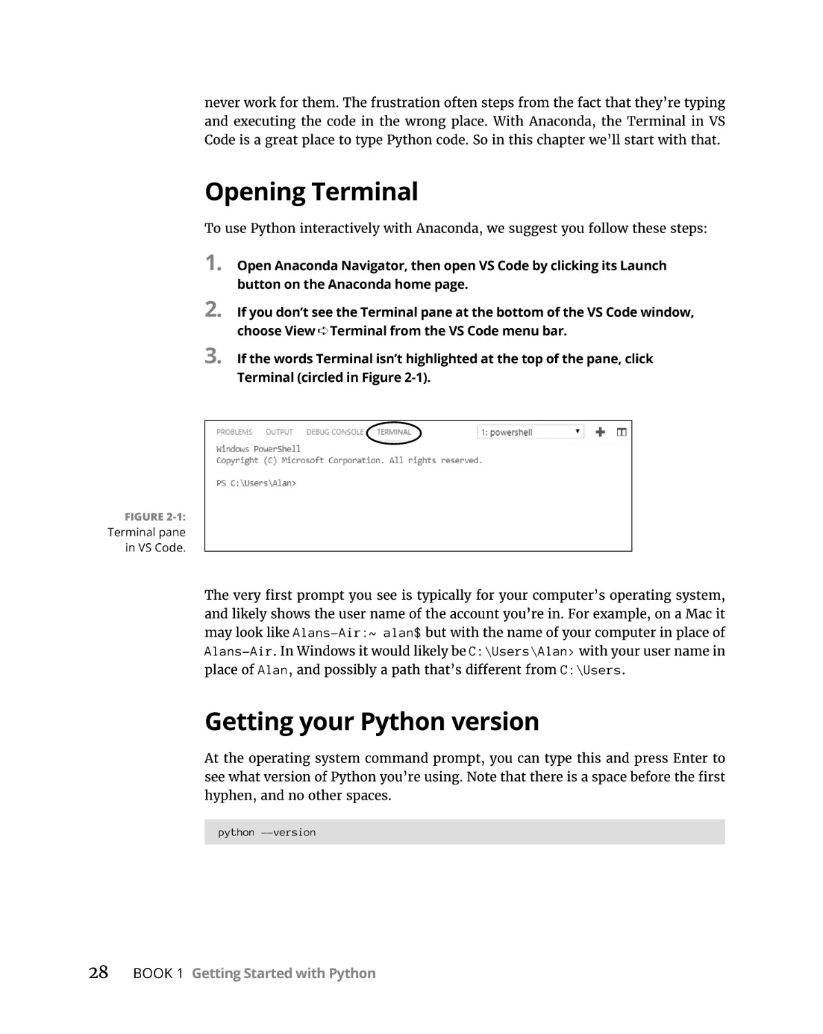 Opening Terminal
Getting your Python version
