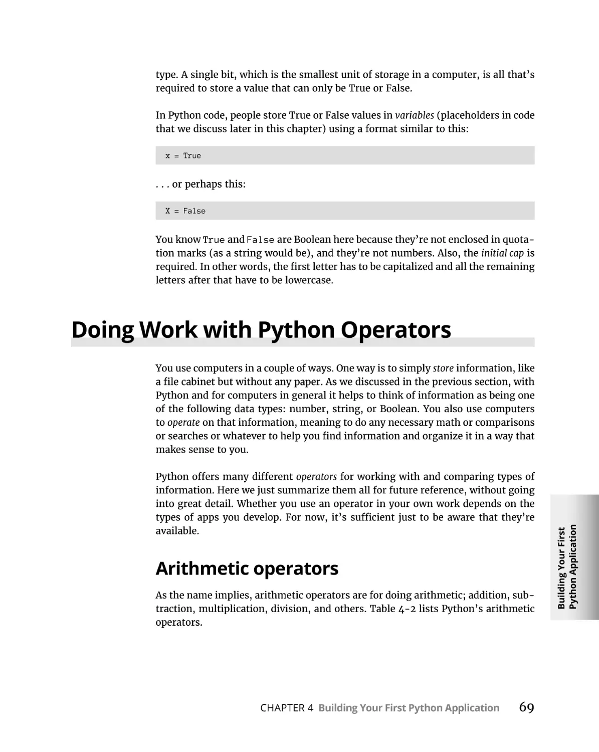 Doing Work with Python Operators
Arithmetic operators