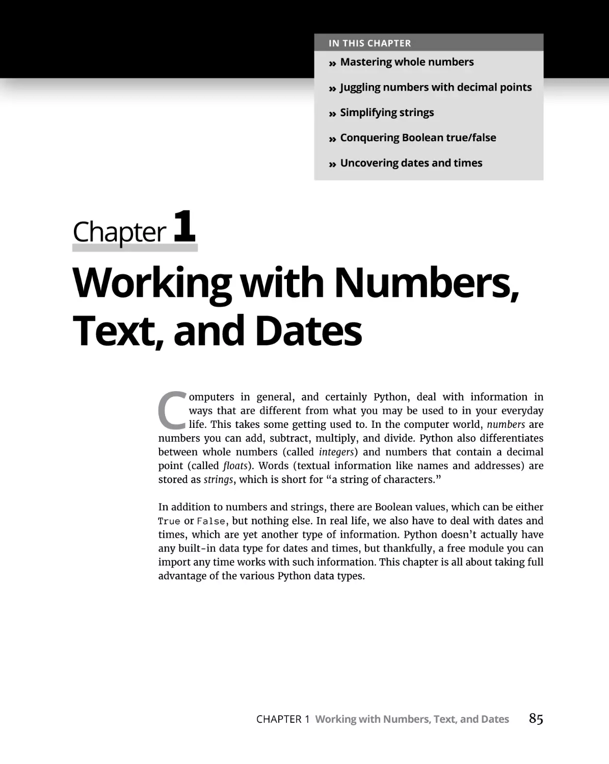 Chapter 1 Working with Numbers, Text, and Dates