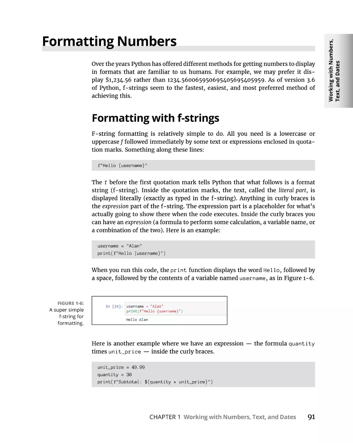 Formatting Numbers
Formatting with f-strings